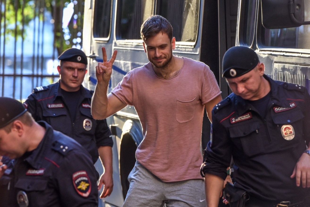 Pyotr Verzilov after his World Cup arrest. 