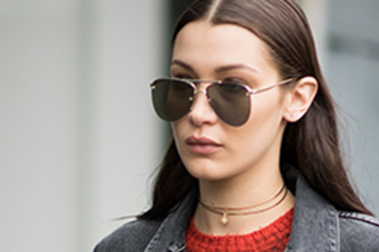 Shady lady: Bella Hadid wears 'The Prince' by budget Australian sunglasses label Le Specs.