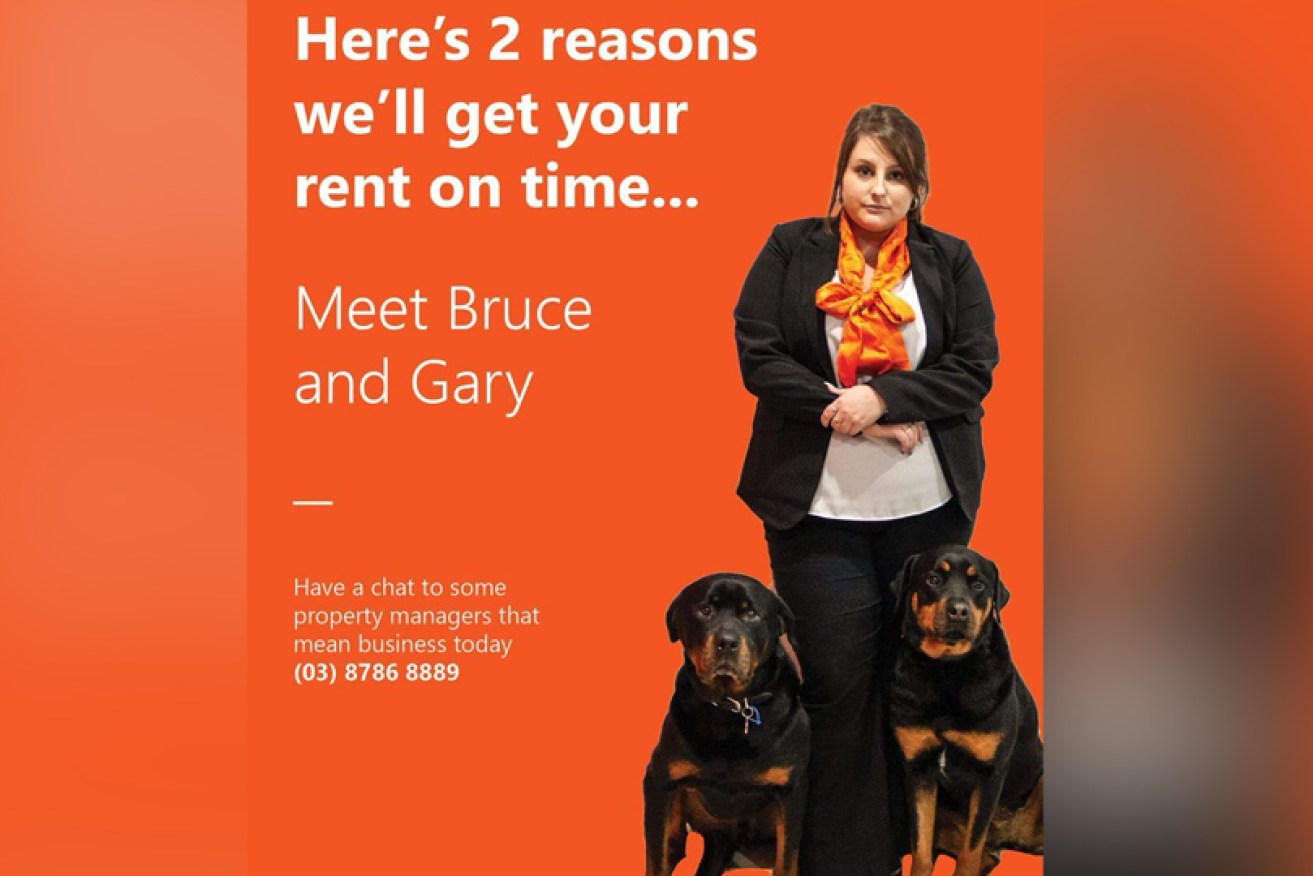 An ad pitched at landlords featuring two Rottweilers has been condemned by tenants advocates.