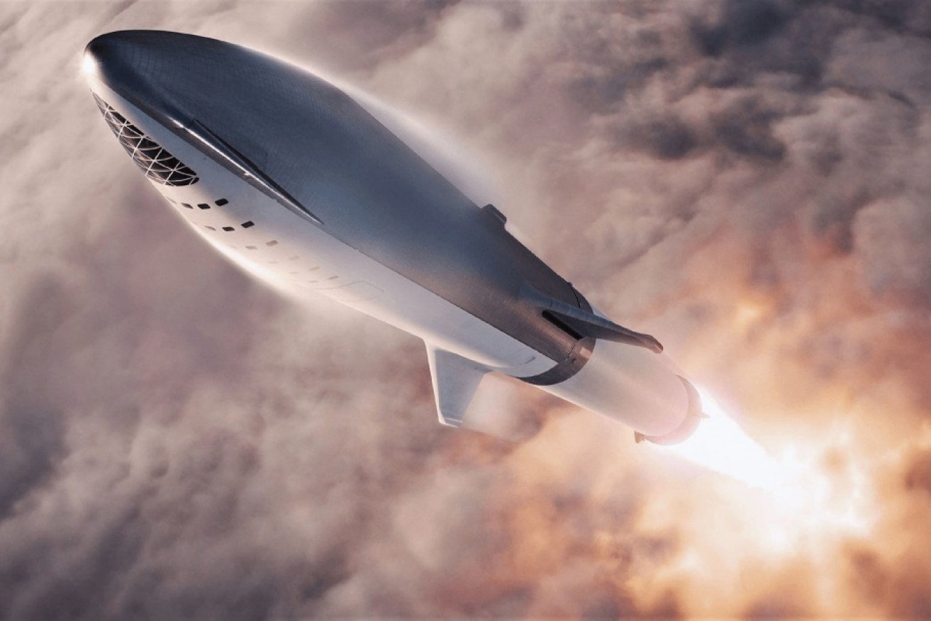 An artist's impression of the SpaceX BFR rocket heading for space. 
