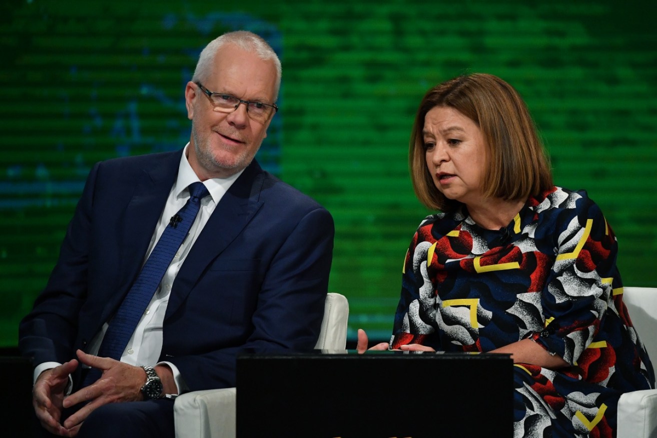 Former ABC chairman Justin Milne with former managing director Michelle Guthrie.