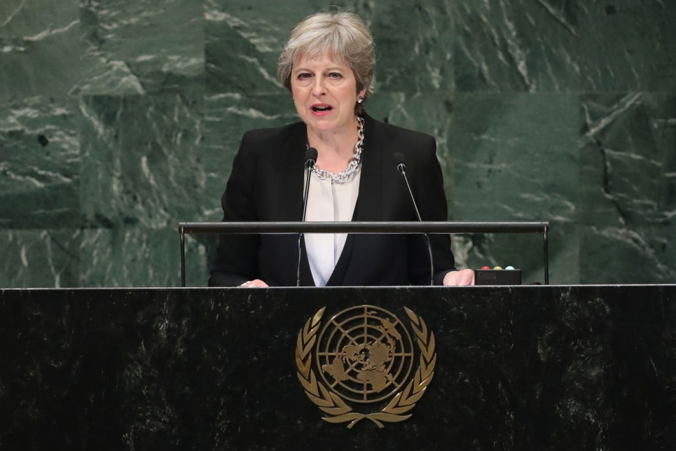 British Prime Minister Theresa May hit out at Russia during her UN address.