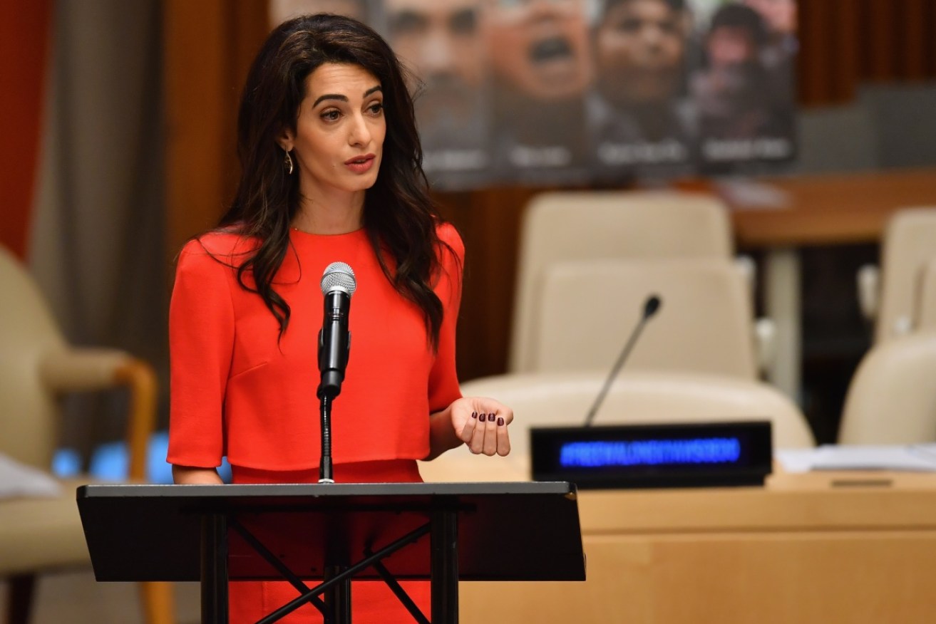Amal Clooney pleads for the release of two journalists imprisoned in Myanmar.