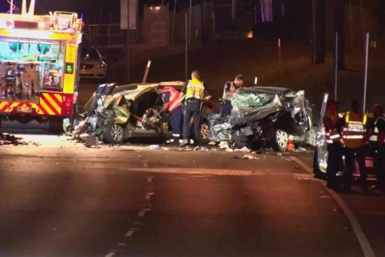 The high-impact crash left one driver trapped in the wreckage for a short time.