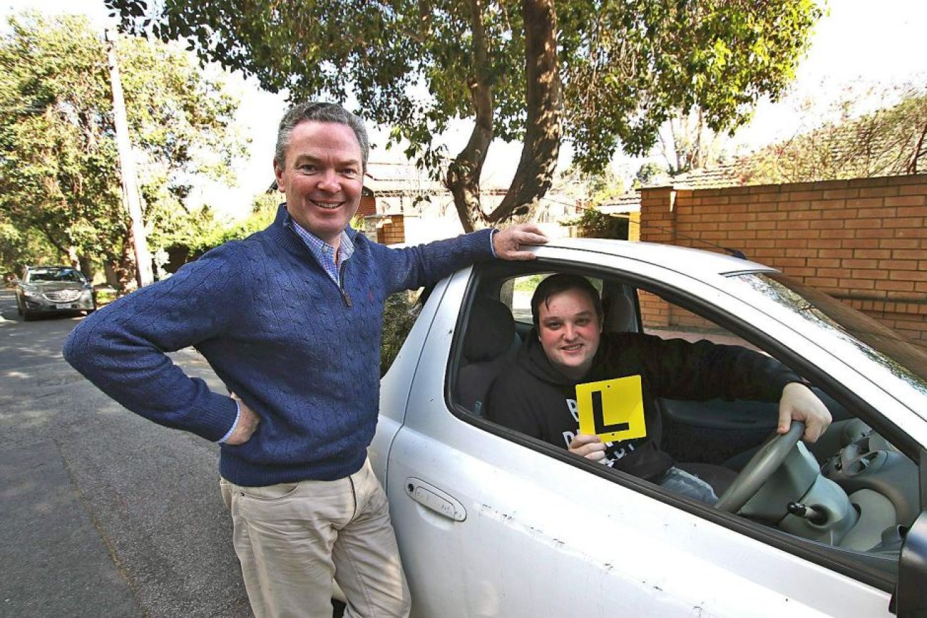Defence Minster Christopher Pyne took Adelaide YouTuber Kieran Davidson on a driving lesson.