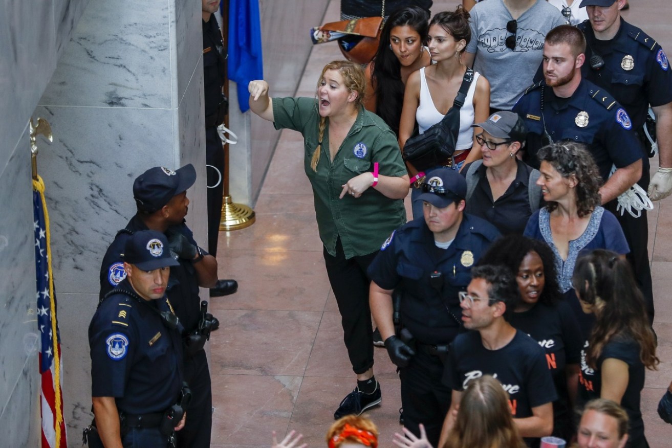 Amy Schumer was detained along with hundreds of other protestors against the confirmation of Judge Brett Kavanaugh 