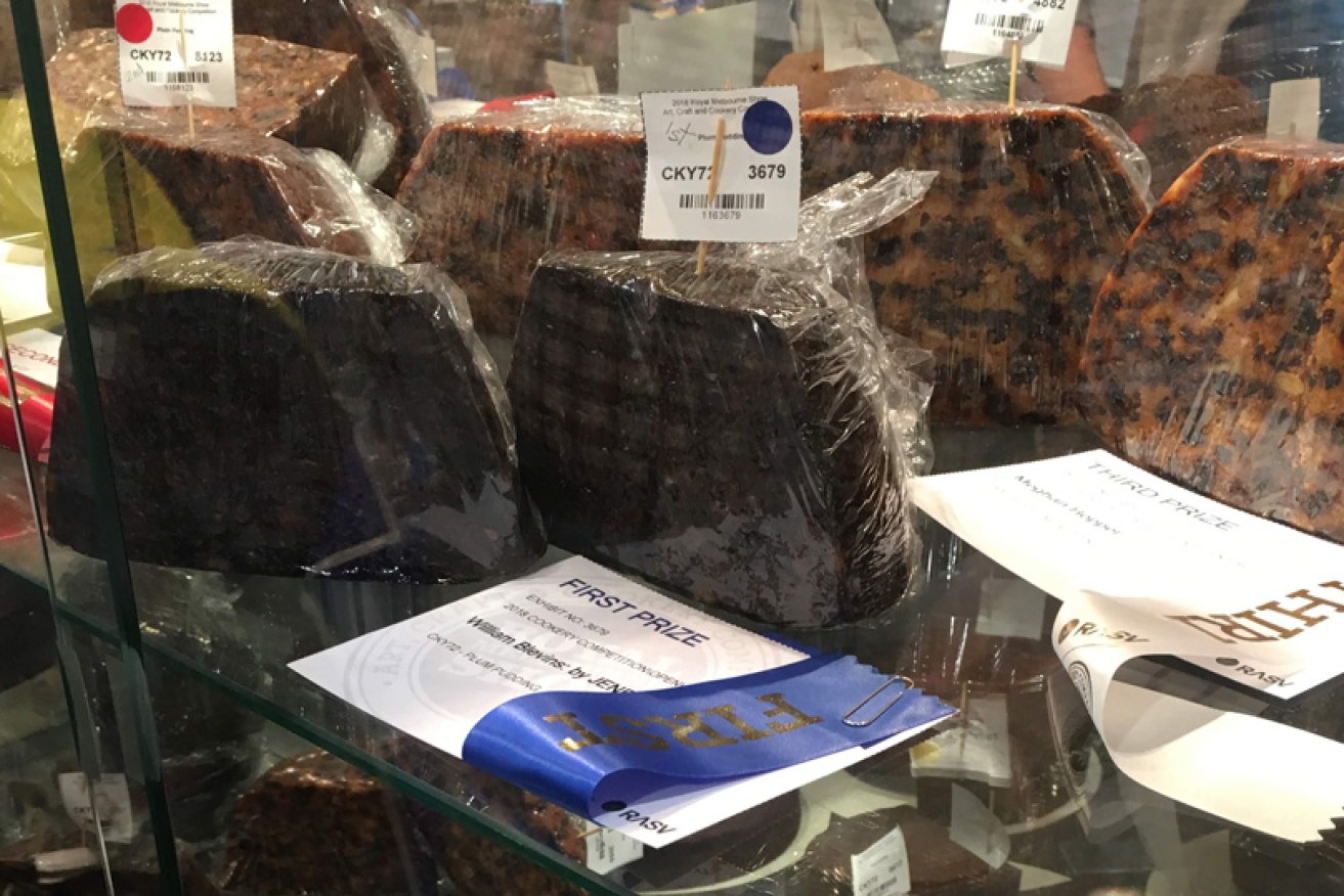 Jenelle Blevins' prize-winning plum pudding at the Royal Melbourne Show's cookery pavilion in September.