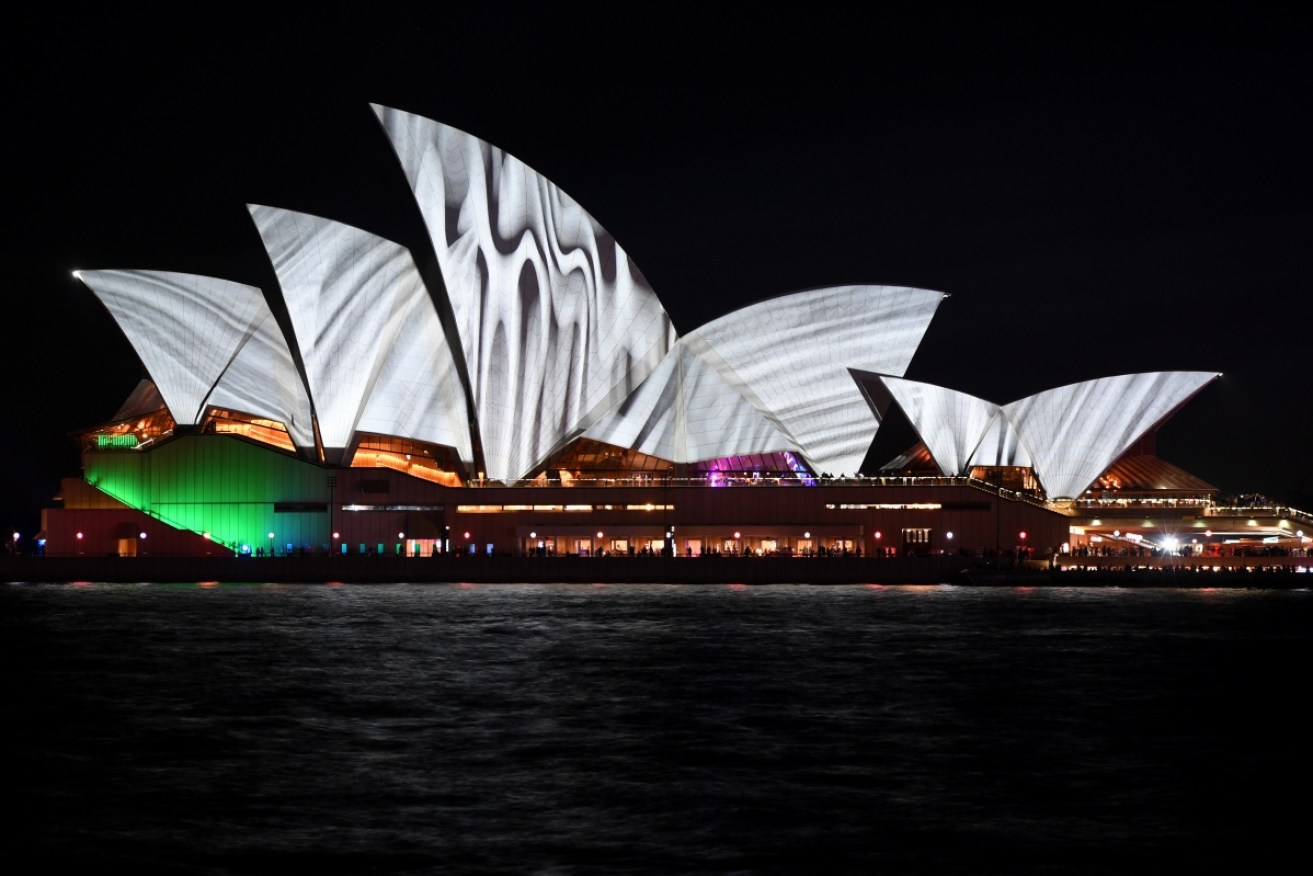 Projections lit up the Sydney Opera House for Vivid Festival. 