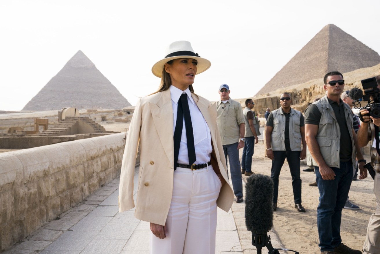 Melania Trump who is visiting the pyramids in Egypt previously said she wished "people would focus on what I do, not what I wear”.    