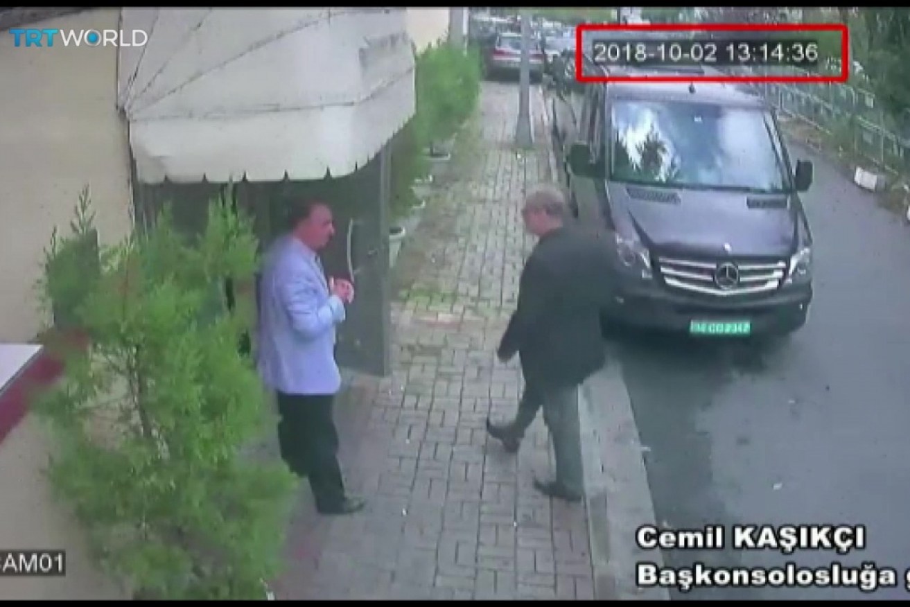 Images and video show, Mr Khashoggi entering the consulate. Photo: EPA