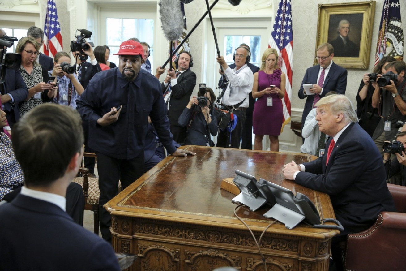 Bizarre meeting: Rapper Kanye West met with President Donald Trump in the Oval office to discuss prison reform - raising eyebrows about Mr Trump's apparent ongoing desire for flattery. 