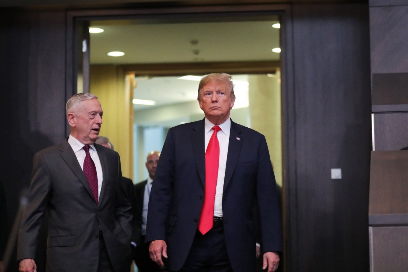 In his first negative remark toward the defence secretary, Donald Trump said James Mattis (L) may be leaving the job.