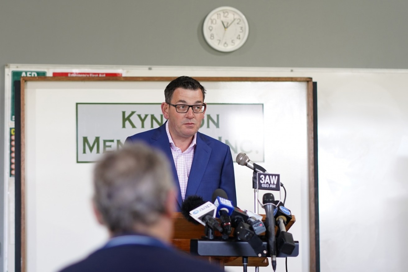Daniel Andrews was at a Men’s Shed when he announced Labor’s royal commission into mental health plans.