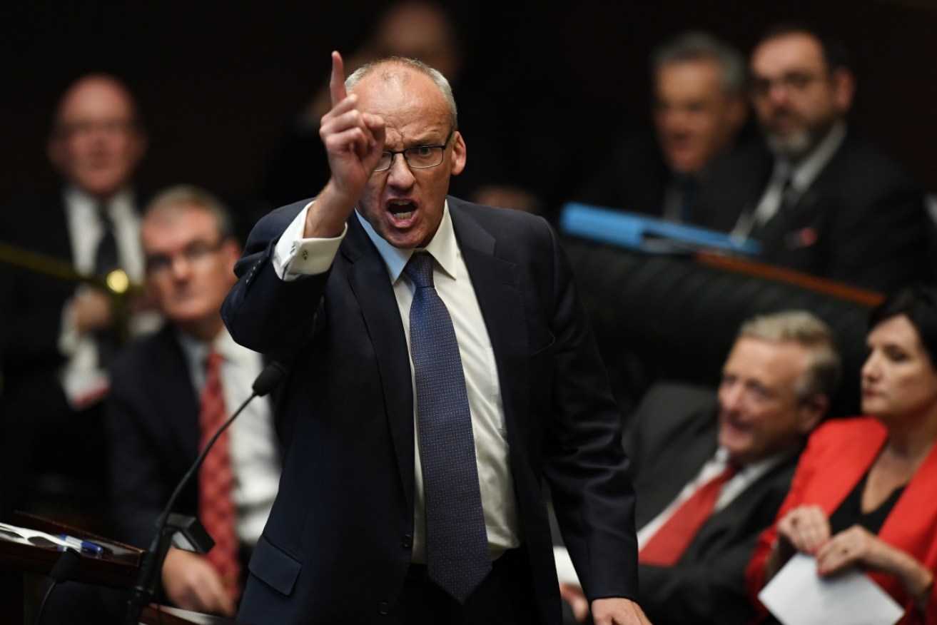 Luke Foley pointed at government members and threatened to air alleged misbehaviour.