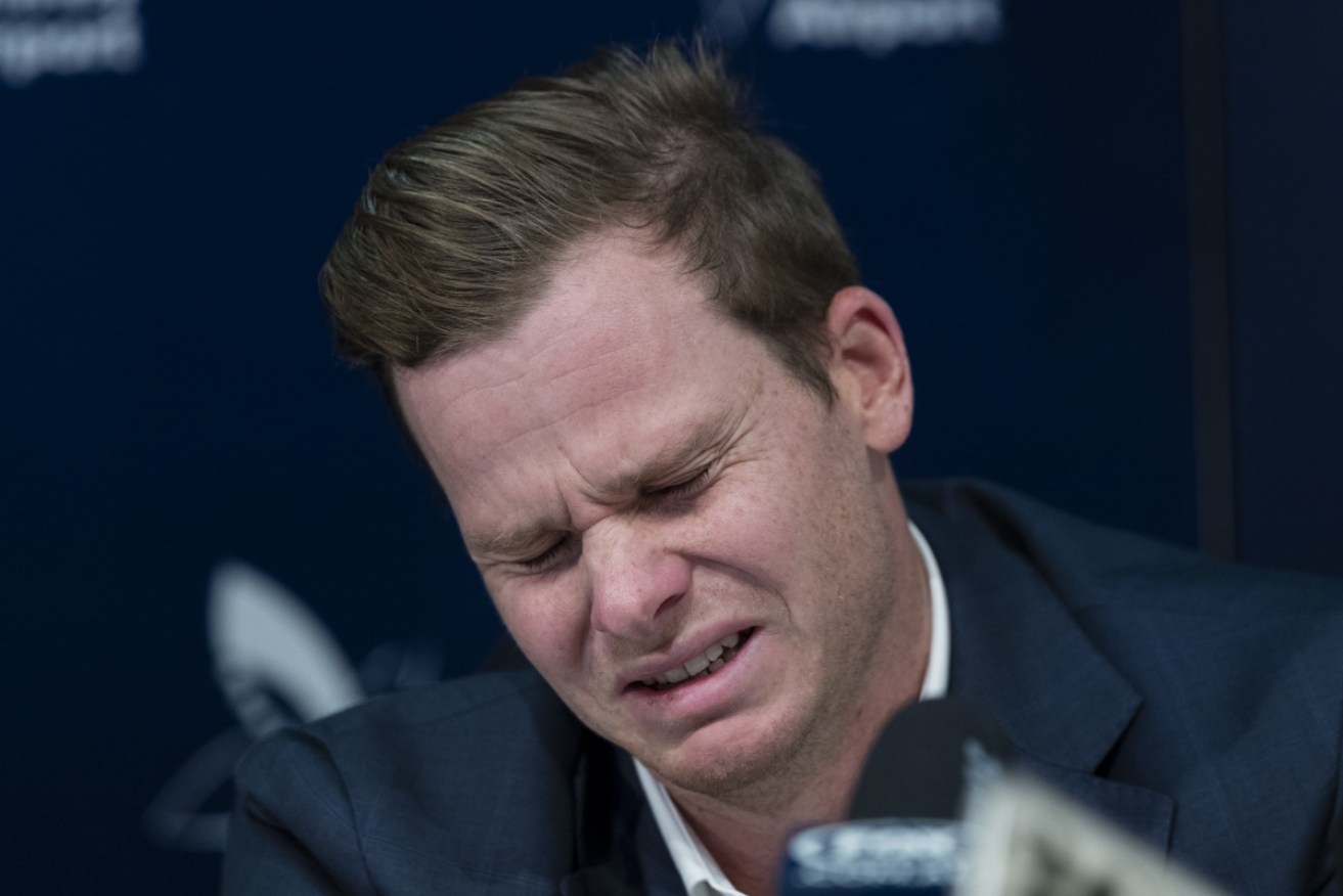Steve Smith in tears earlier this year. The pain goes on for Australian cricket.