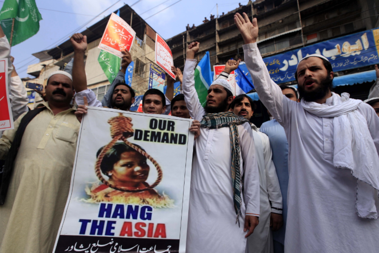 Devout Muslims demand Asia Bibi's execution at one of scores of mass demonstrations across Pakistan.