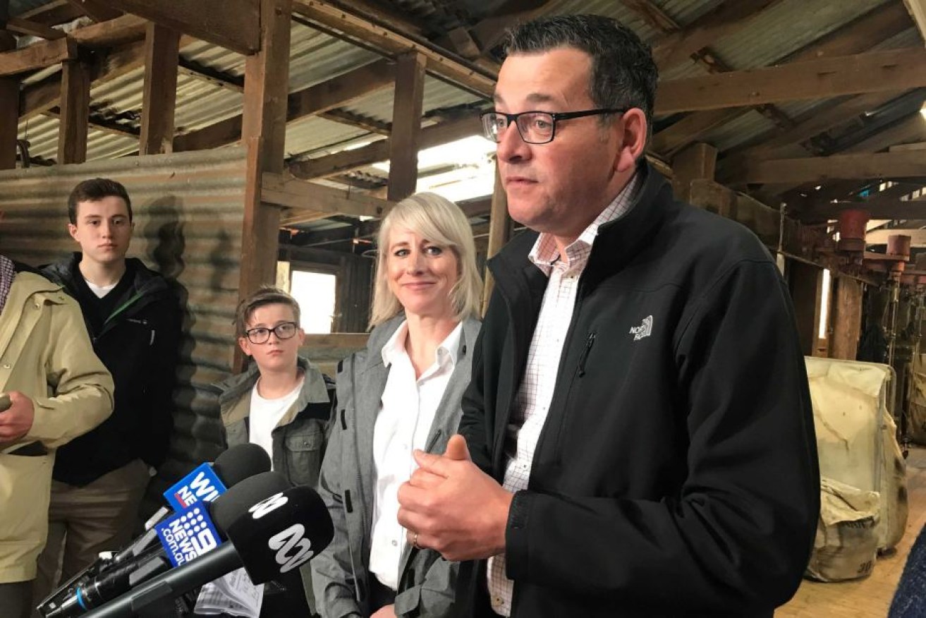 Daniel Andrews travelled to a farm in Maroona, in western Victoria.