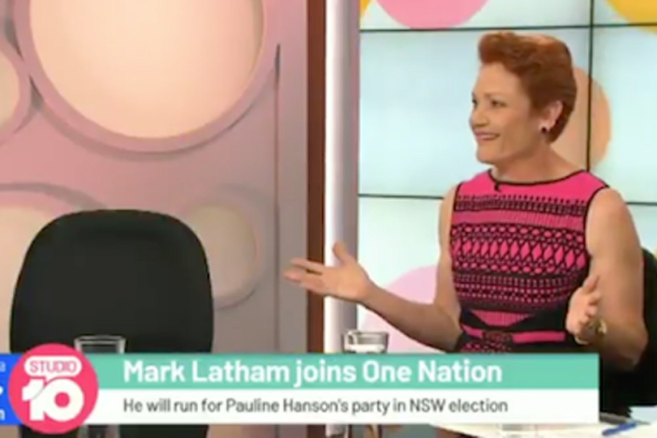 "I don't have a leash on any of my members of parliament," Pauline Hanson told <i>Studio 10</i> of Mark Latham's absence.