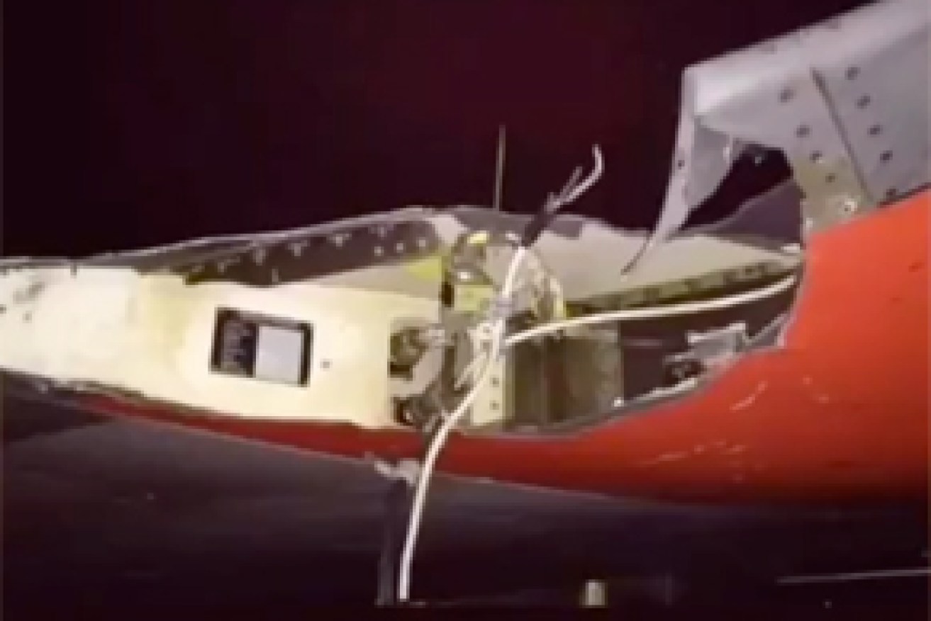 The damaged wing of the Lion Air plane. 