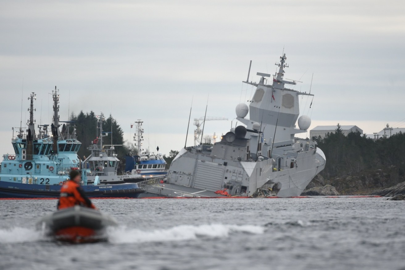 The Norwegian military is attempting to save the stricken frigate.