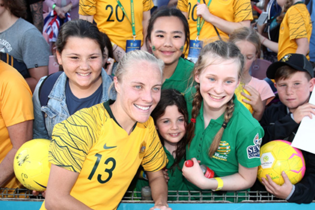 The Matildas Tameka Butt meets some young fans.