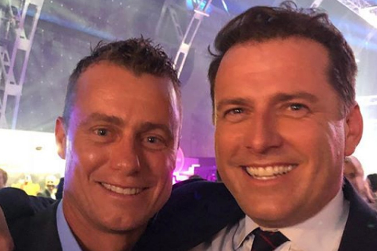 "Great to catch up with the only man who's had more <i>New Idea</i> covers," posted Karl Stefanovic (with Lleyton Hewitt).  