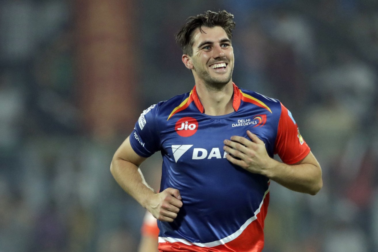 Pat Cummins in action for the DelhI Daredevils in the IPL 
