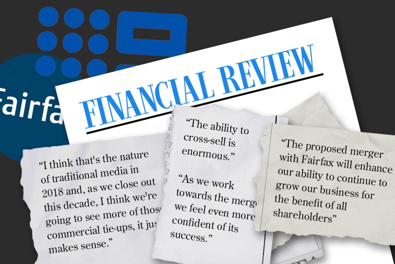 Fairfax's Australian Financial Review has become the vocal champion of the former's merger with Nine Network.