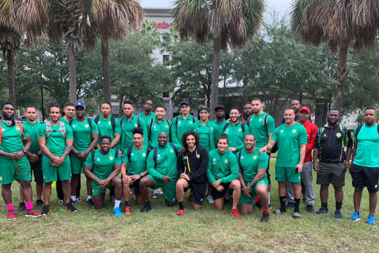 The Jamaican squad earlier this month before its history-making tournament.  