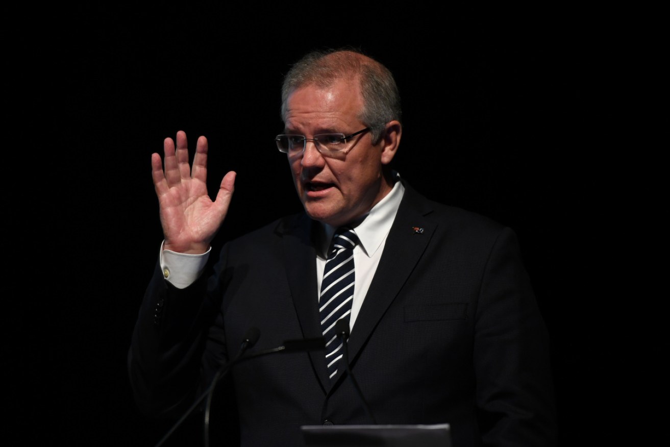 Prime Minister Scott Morrison speaks at the Project Sydney Bradfield Oration on Monday.