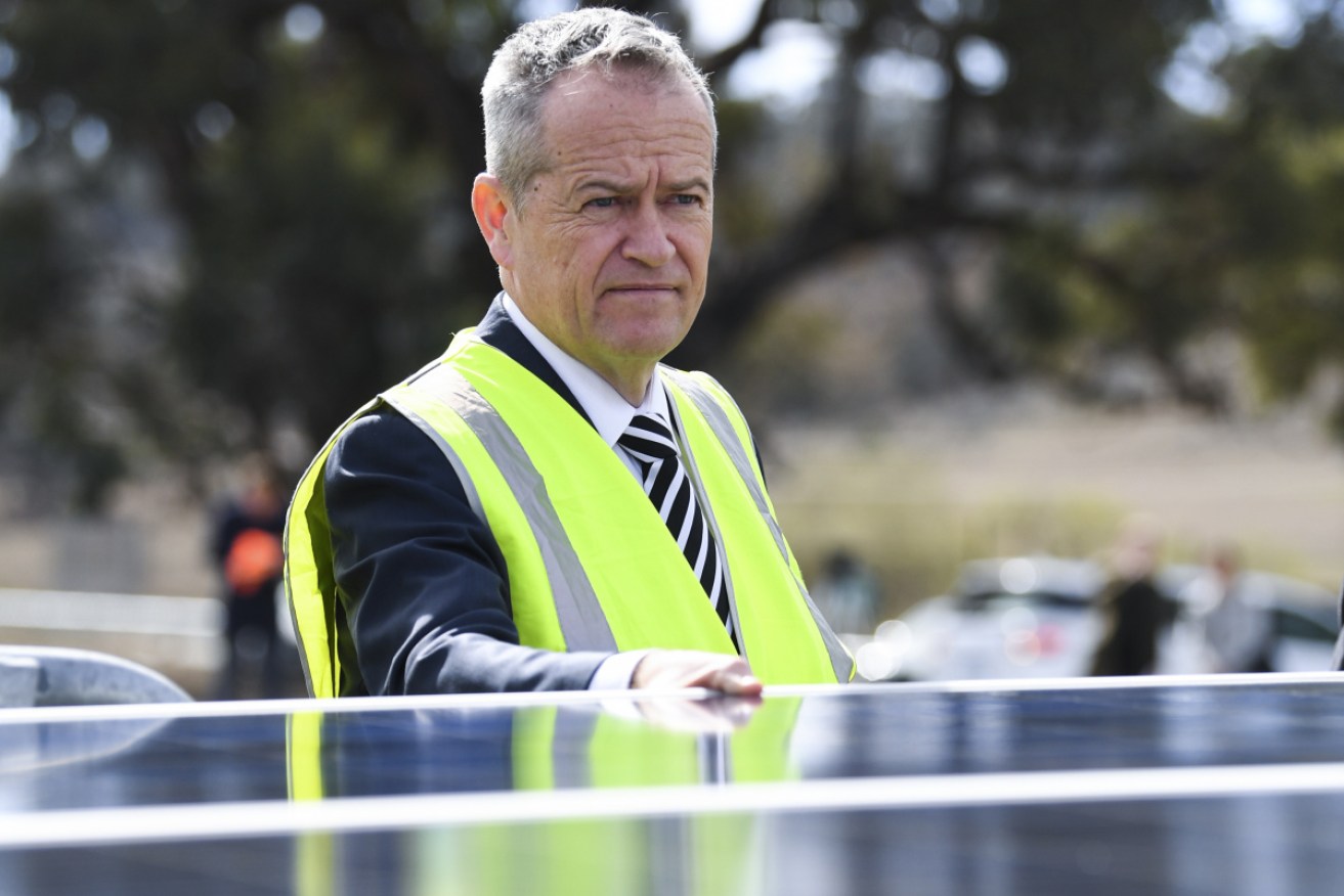 Opposition Leader Bill Shorten visits Mount Majura Solar Farm in Canberra in August. 