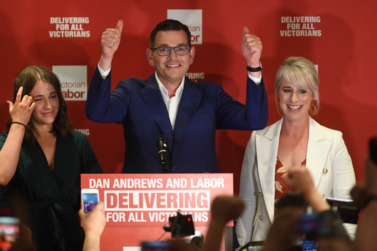 Premier Daniel Andrews claims victory in the Victorian election.