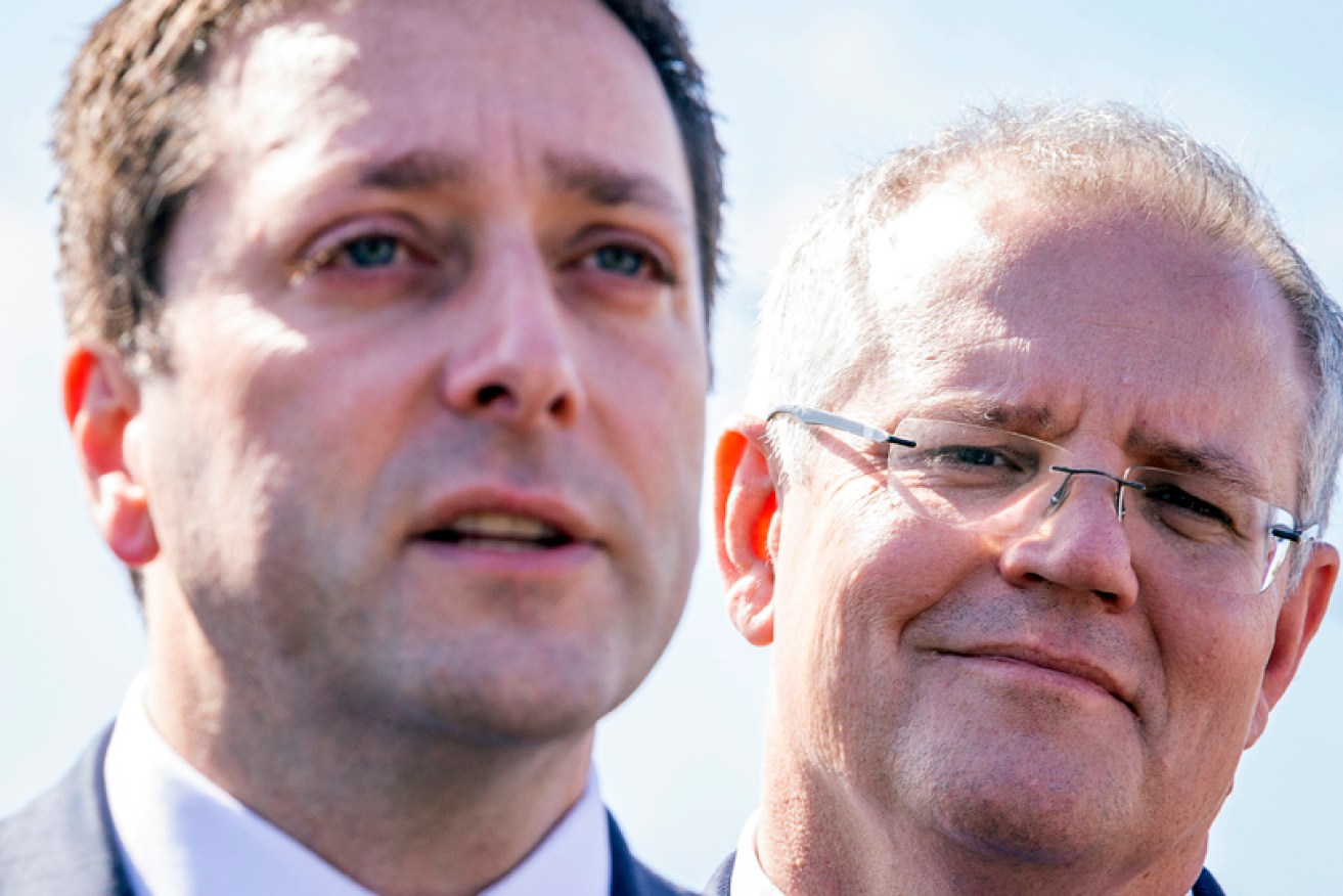Failed would-be Victorian premier Matthew Guy and poll-flunking would-be PM Scott Morrison.