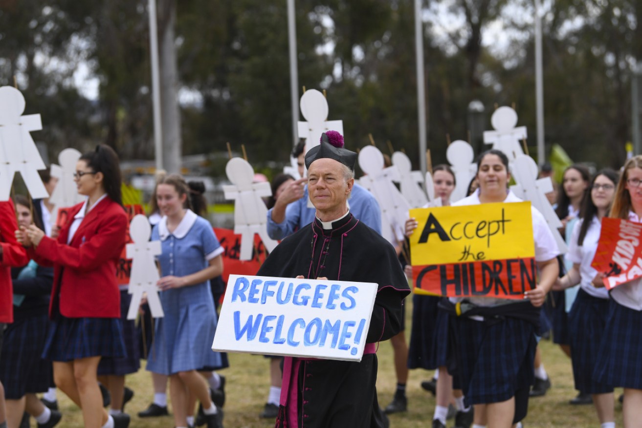 Protestors at a Canberra rally demanding the closure of offshore detention centres.