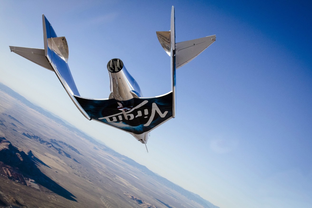 Virgin Galactic's Unity on a test flight over the Mojave Desert in the US.