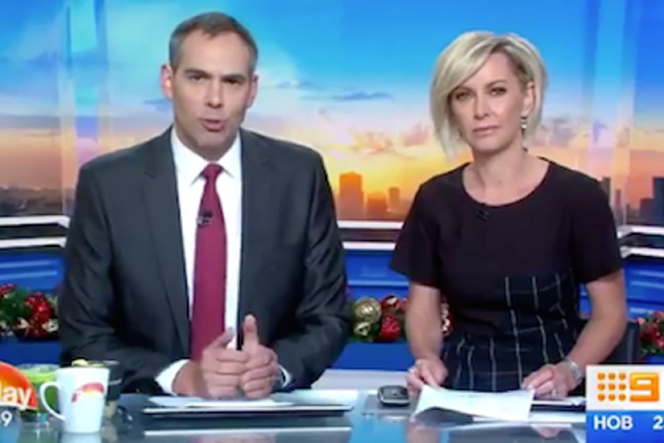 Foul play! <i>Today</i> show fill-in hosts Brenton Ragless and Deborah Knight apologise to Coles on Monday.