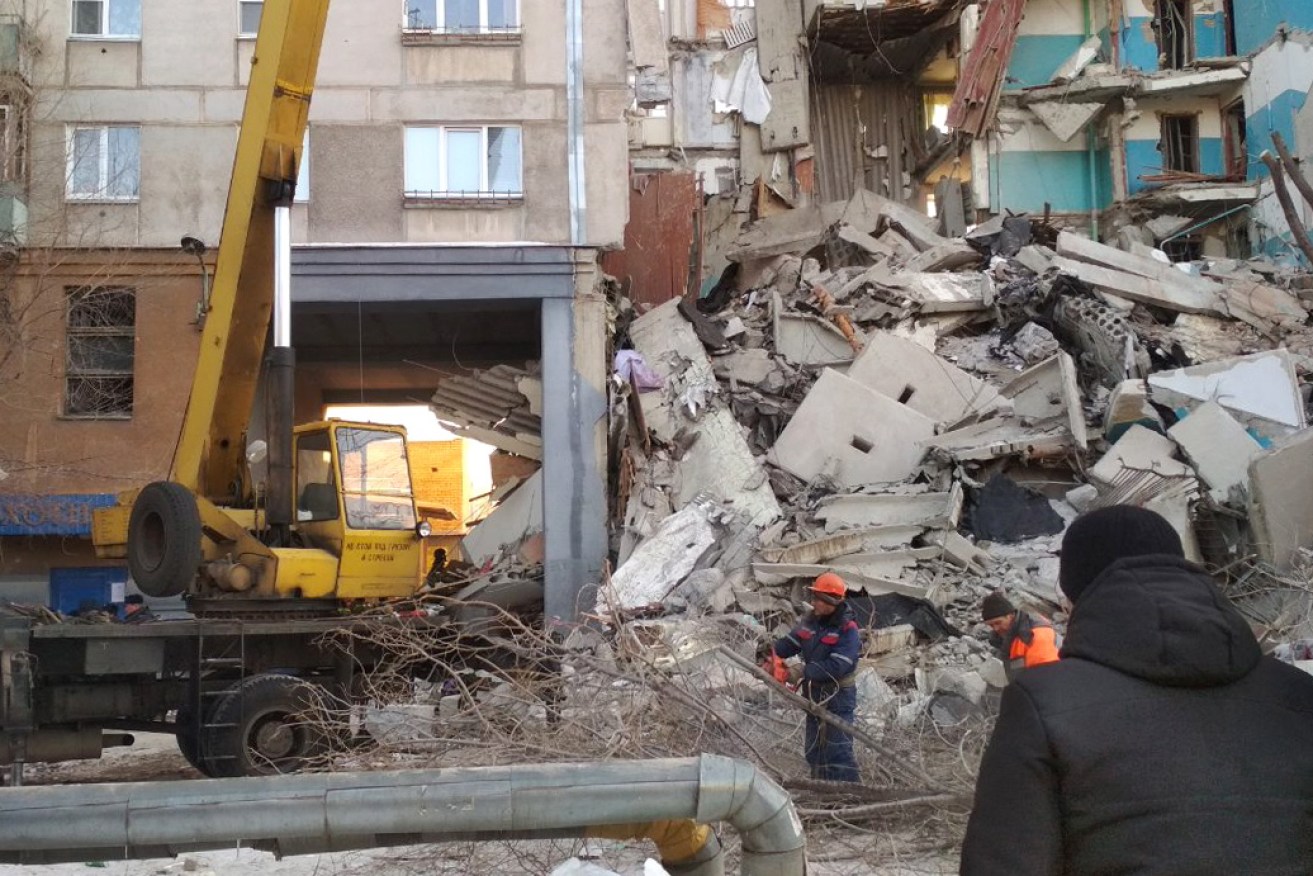 A suspected domestic gas blast caused a partial collapse of a residential building in Magnitogorsk, killing three people. 


