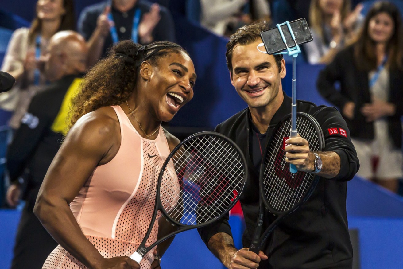 Serena Williams promised to take a selfie with Roger Federer after their mixed doubles match.
