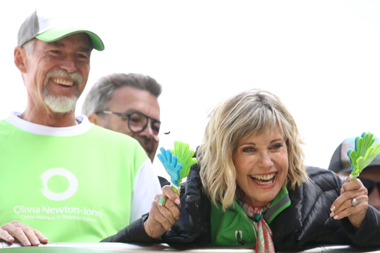 Olivia Newton-John and her husband John Easterling at the sixth Wellness Walk and Research Run on September 16, 2018 in Melbourne.