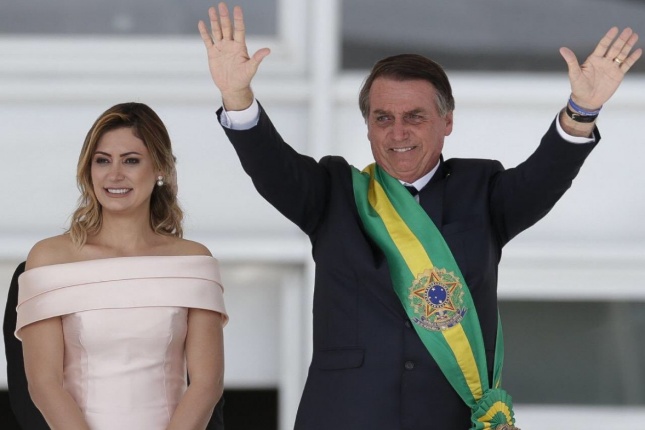 Hard-right Brazilian President Jair Bolsonaro, shown here with wife Michelle, is under investigation for promoting yet another of his crackpot theories.