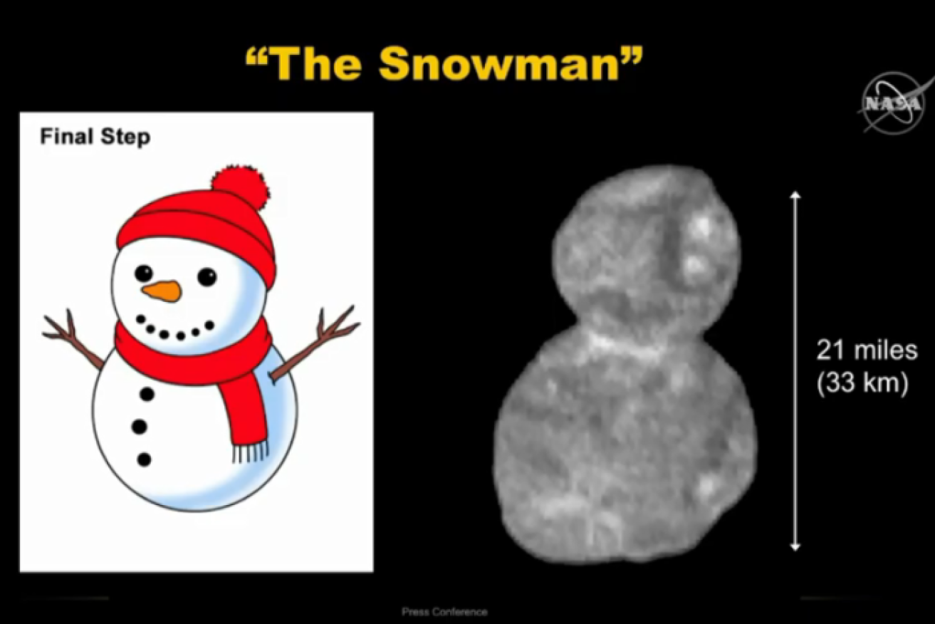 Ultima Thule looks like a snowman says NASA. 