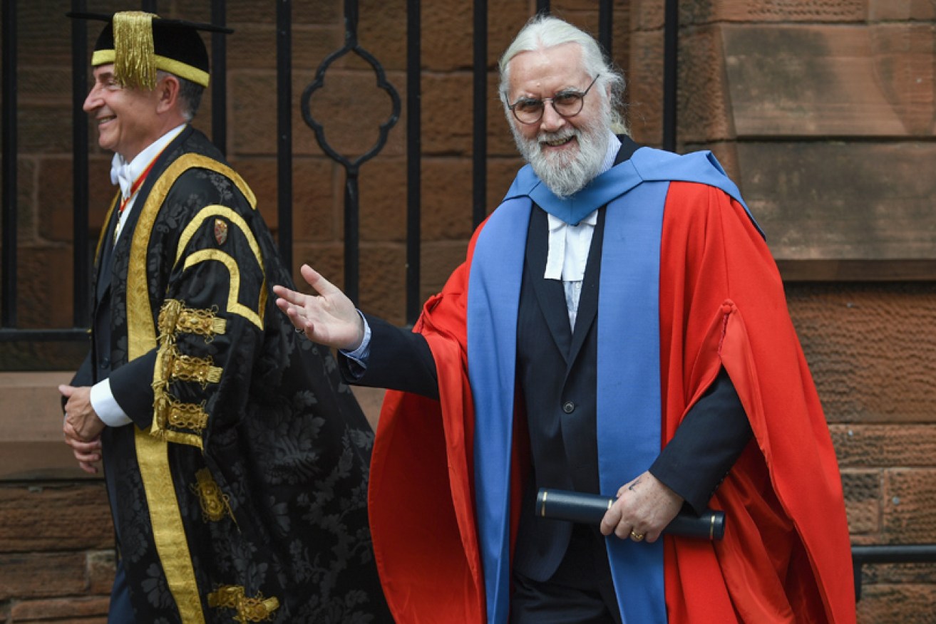 Billy Connolly receives an honorary degree from Glasgow's University of Strathclyde on June 22, 2017.