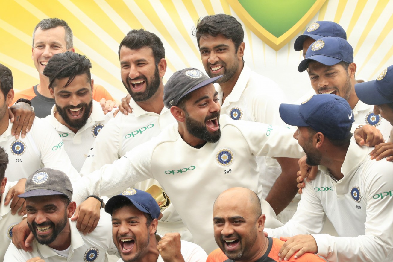 This Indian team celebrates its series victory over Australia. 