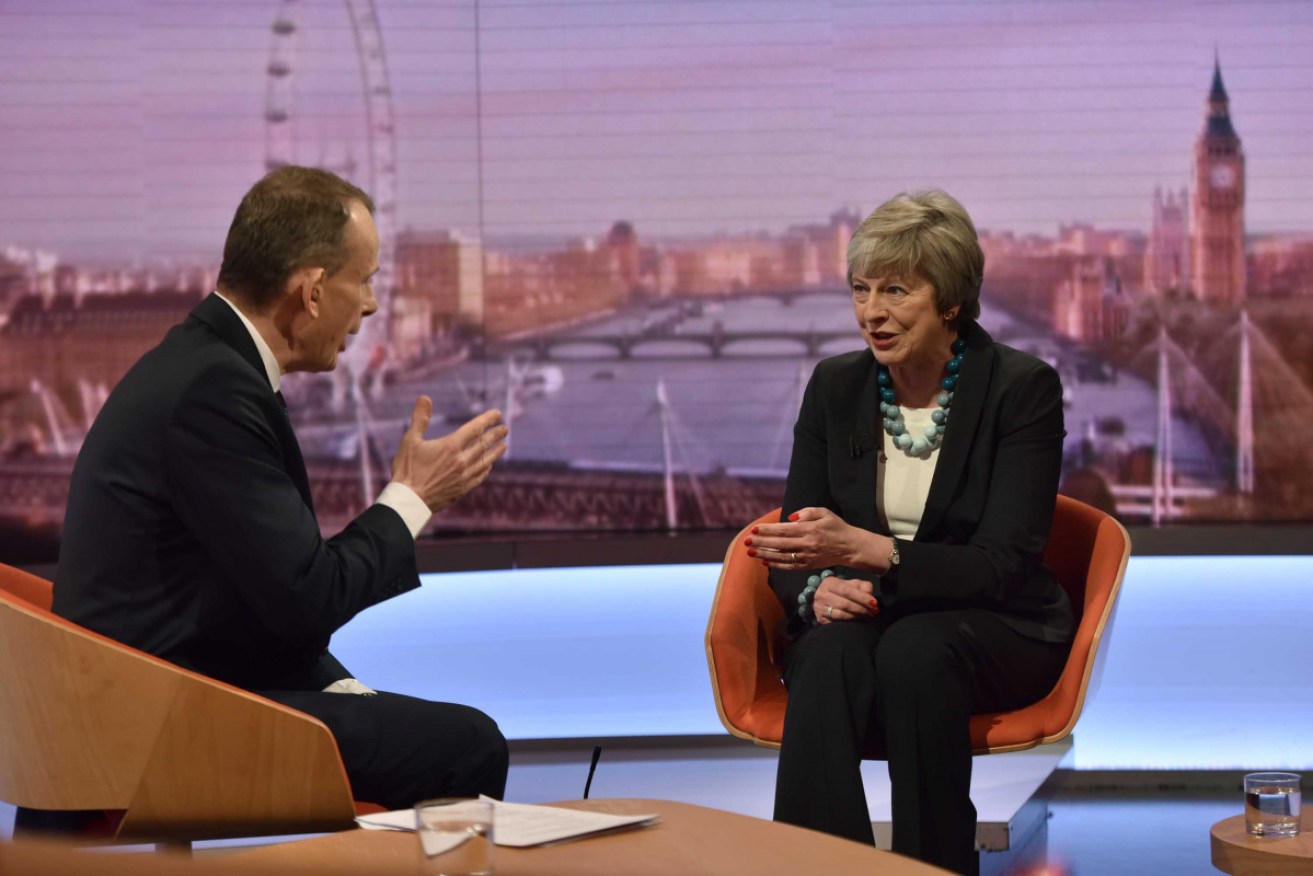 Andrew Marr interviews British Prime Minister Theresa May on Sunday. 