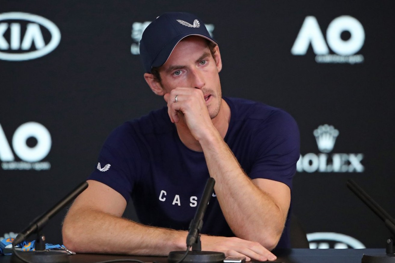 Andy Murray at his emotional Melbourne press conference earlier this year. 