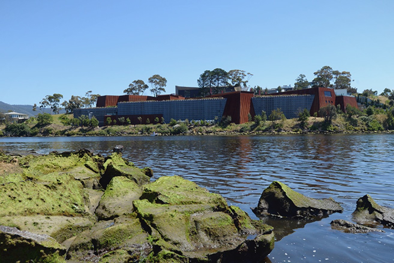 The unassuming building that houses the Museum of Old and New Art, on the banks of the Derwent River in Hobart.