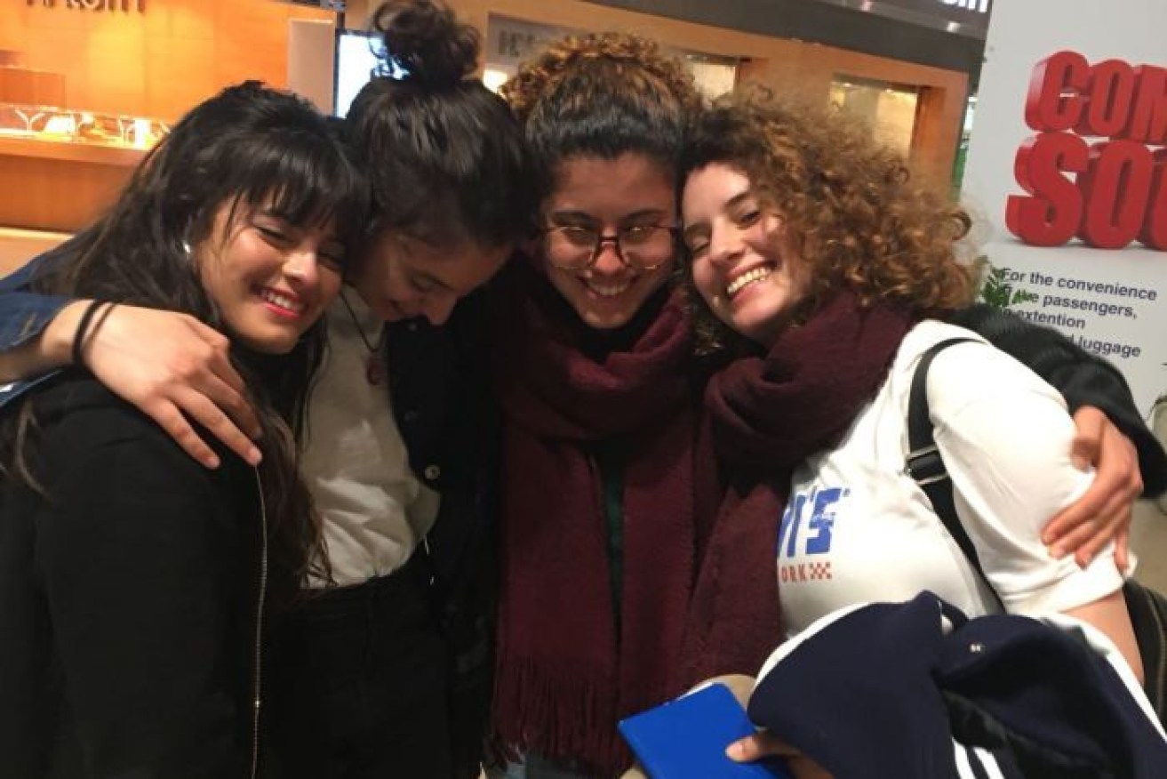 Aiia Maasarwe (right) was in Melbourne as part of a university exchange program.