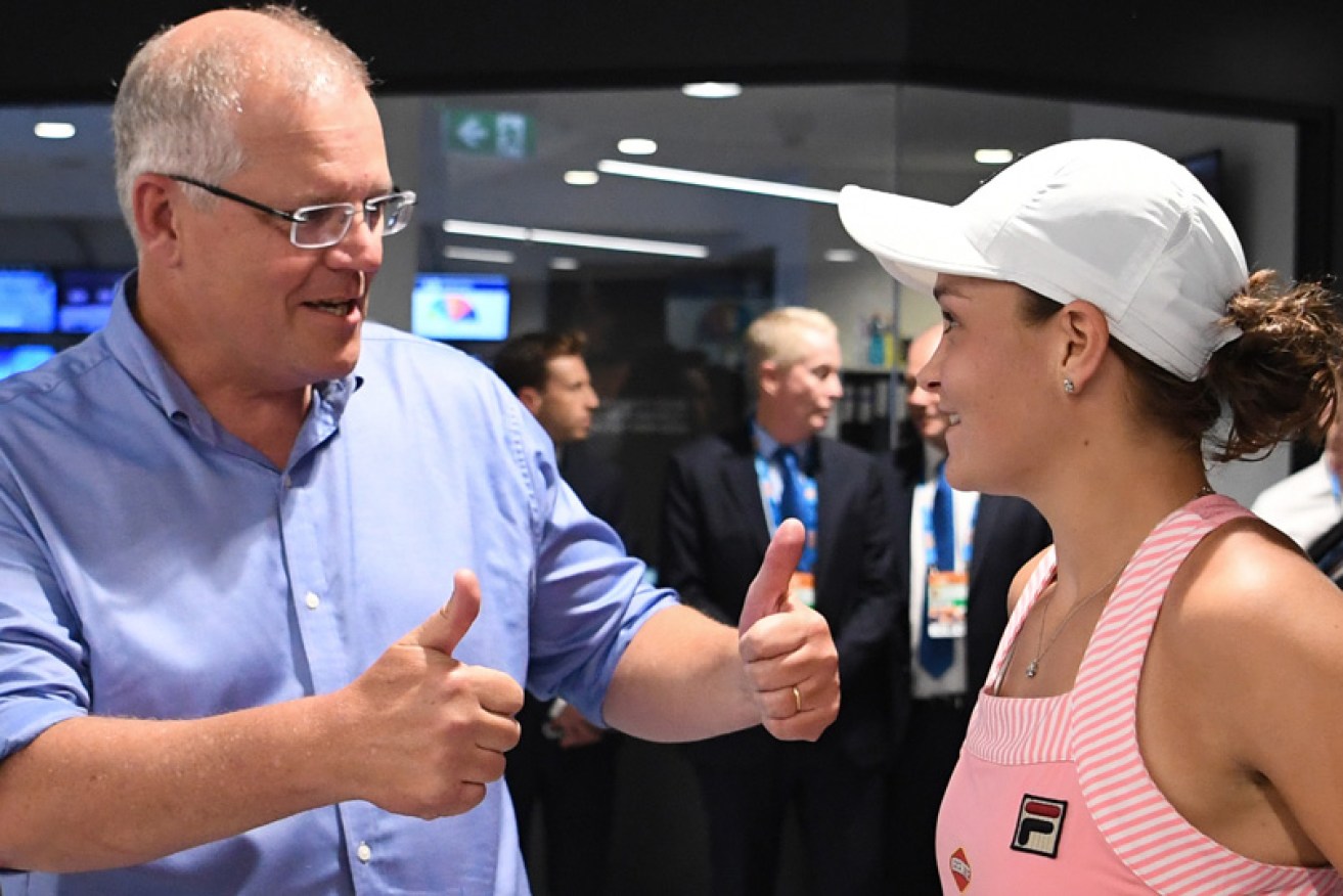 The Prime Minister gives his thumbs up to Ashleigh Barty and women's tennis. 