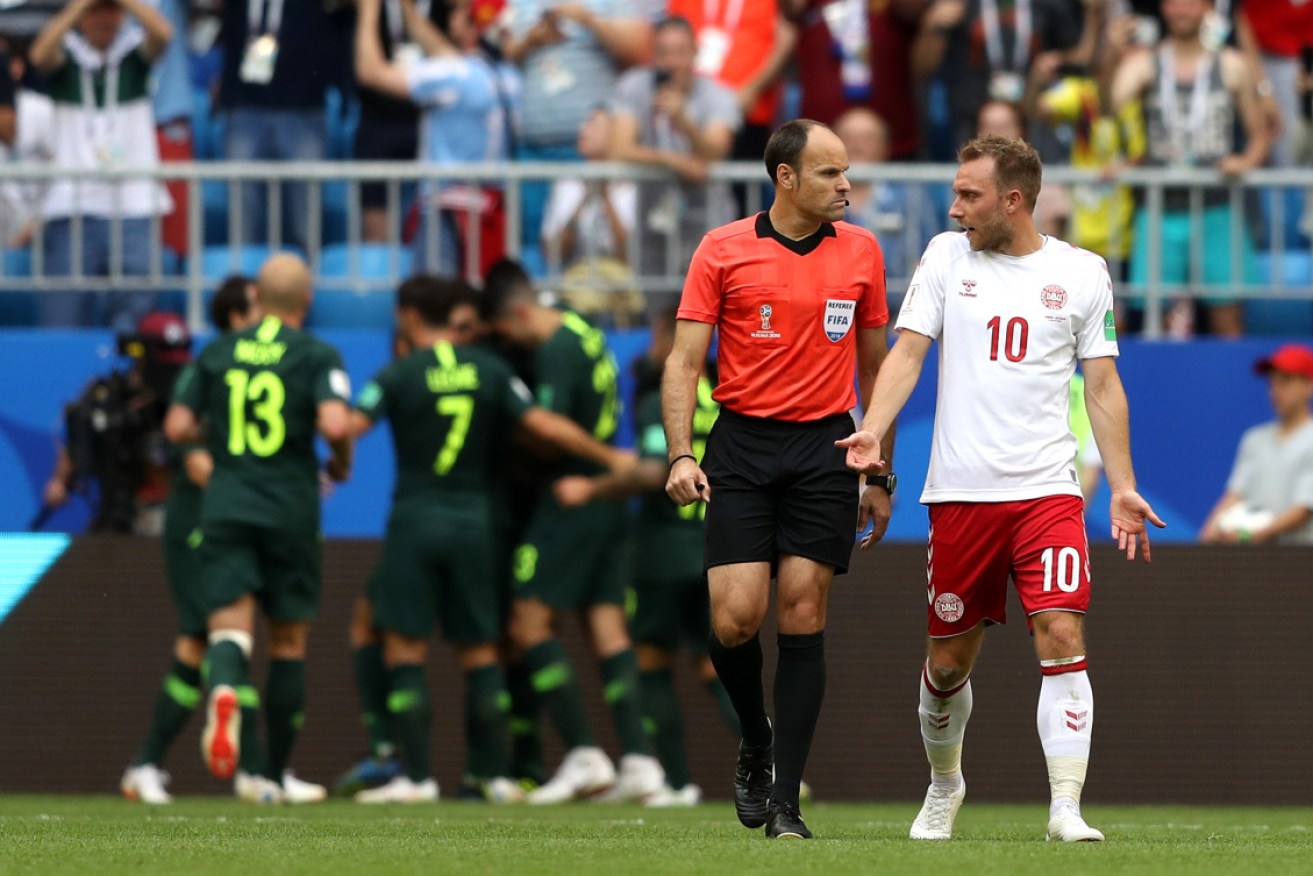 The Socceroos encountered VAR against Denmark at the World Cup in Russia in 2018. 