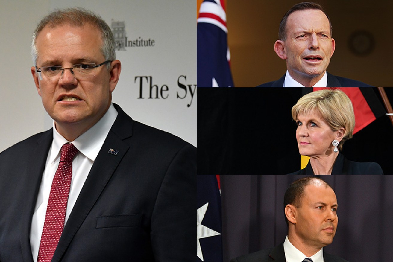 Scott Morrison and his colleagues Tony Abbott, Julie Bishop and Josh Frydenberg face an uncertain future. 